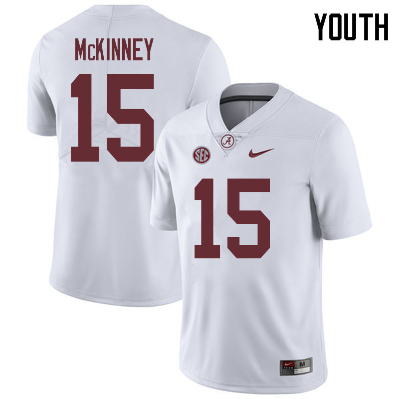 Youth #15 Xavier McKinney Alabama Crimson Tide College Football Jerseys Sale-White
